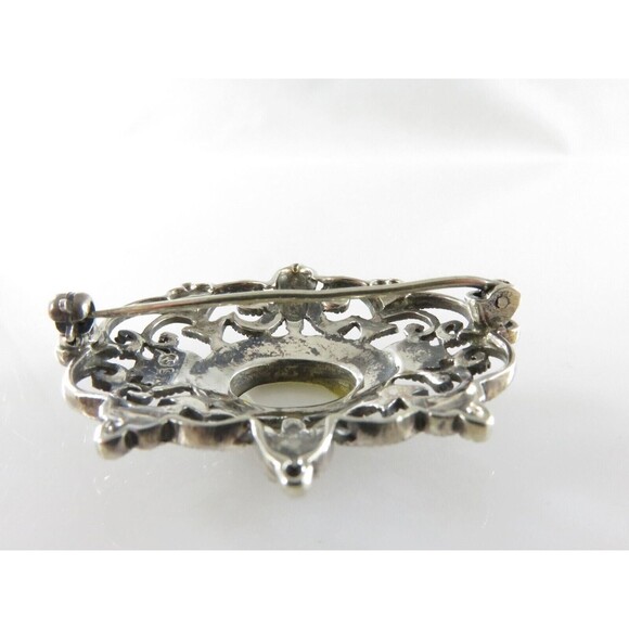 Lovely Sterling Marcasite Mother of Pearl Burst Brooch by Silver Unlimited - Picture 7 of 8